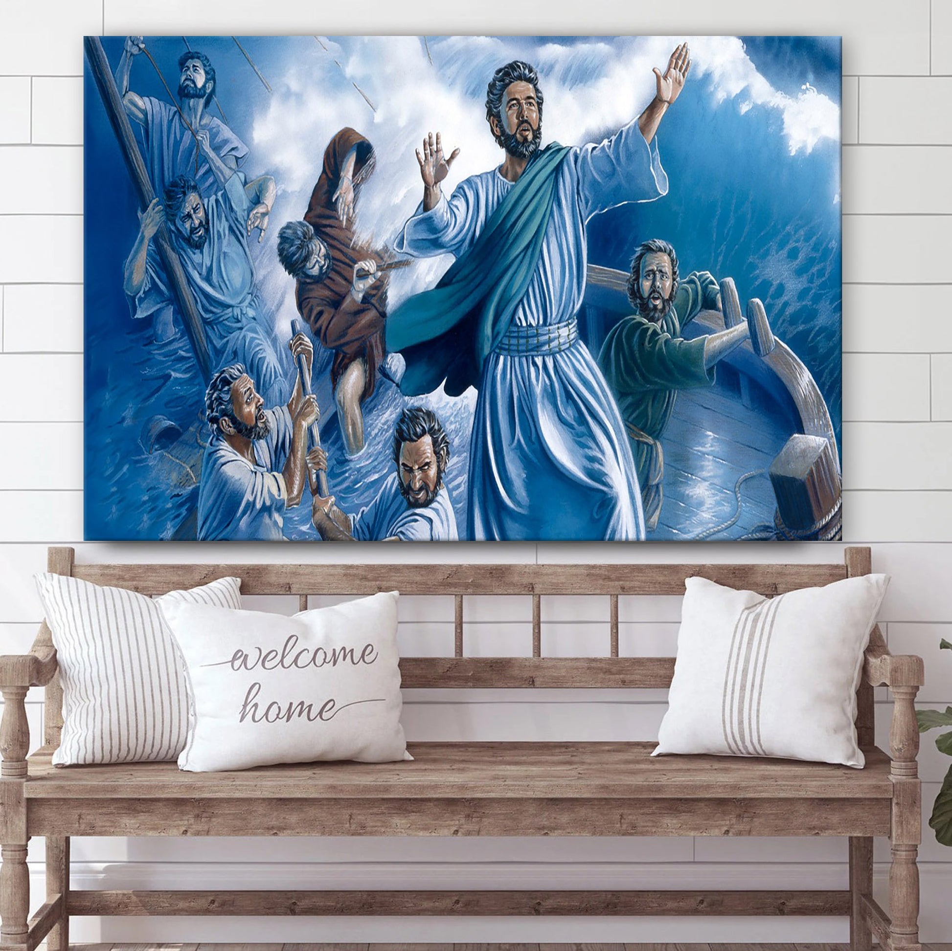 Jesus With The Stom - Jesus Canvas Wall Art - Christian Wall Art