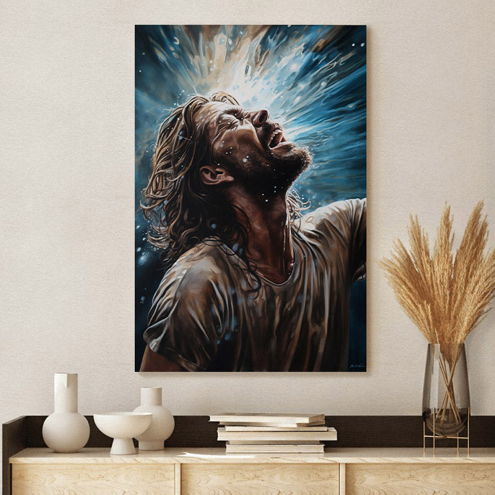 Jesus Wresting In The Water - Canvas Picture - Jesus Christ Canvas - Christian Wall Art