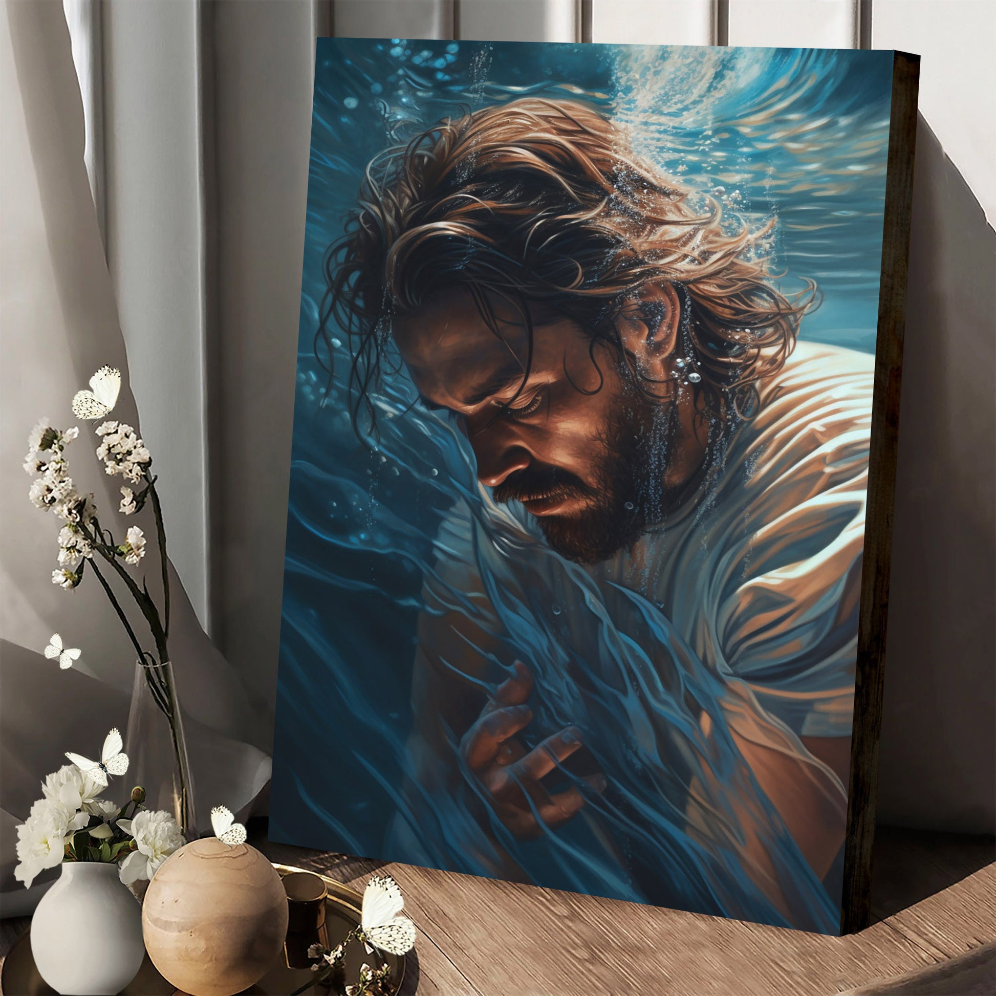 Jesus Wresting In The Water 1 - Canvas Picture - Jesus Christ Canvas - Christian Wall Art