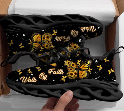 Jesus Yellow Butterfly Walk By Faith Yezy Running Sneakers Max Soul Shoes - Christian Shoes For Men And Women
