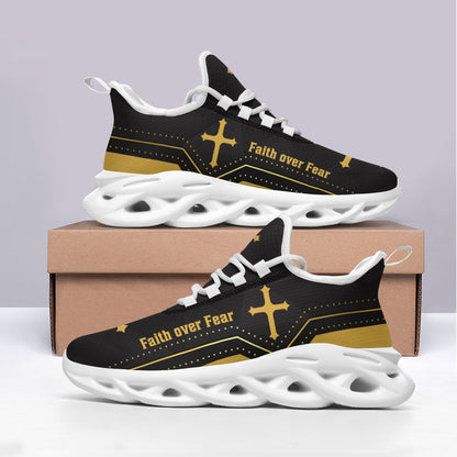 Jesus Yellow  Faith Over Fear Yezy Running Sneakers Max Soul Shoes - Christian Shoes For Men And Women