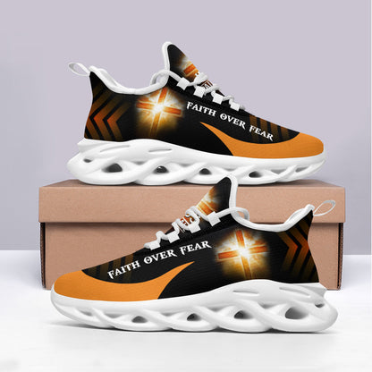 Jesus Yellow Faith Over Fear Yezy Running Sneakers Max Soul Shoes - Christian Shoes For Men And Women