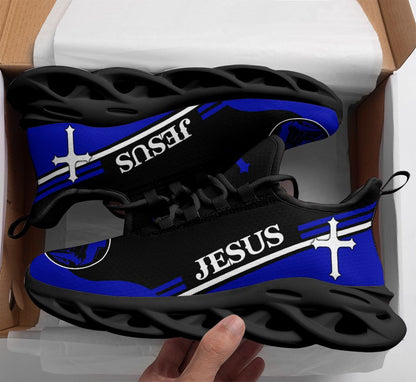 Jesus Yezy Blue Running Sneakers Max Soul Shoes - Christian Shoes For Men And Women