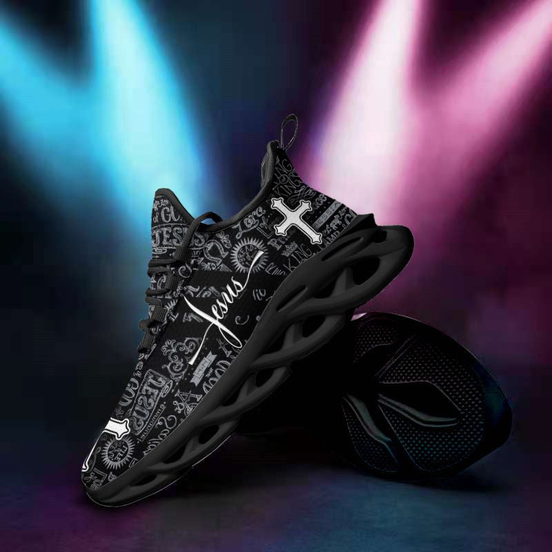 Jesus Yezy Running Black Sneakers Max Soul Shoes - Christian Shoes For Men And Women