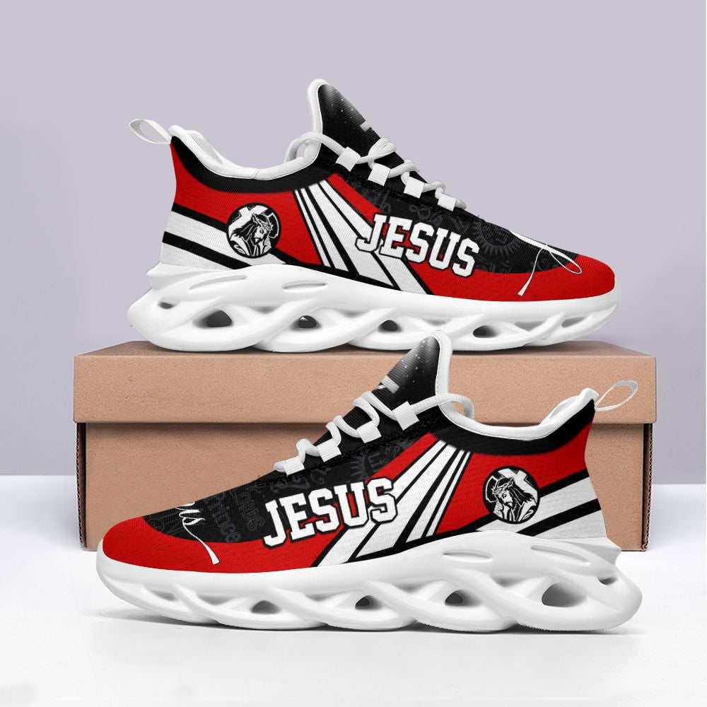 Jesus Yezy Running Sneakers Black And Red Max Soul Shoes - Christian Shoes For Men And Women