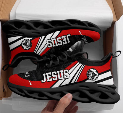 Jesus Yezy Running Sneakers Black And Red Max Soul Shoes - Christian Shoes For Men And Women