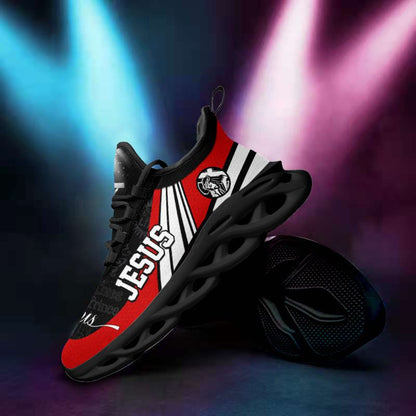 Jesus Yezy Running Sneakers Black And Red Max Soul Shoes - Christian Shoes For Men And Women