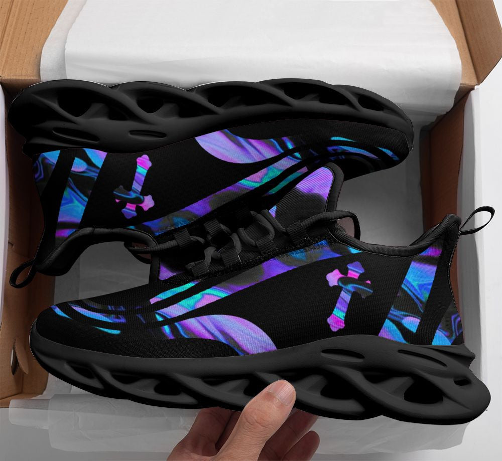 Jesus Yezy Running Sneakers Black Purple Max Soul Shoes - Christian Shoes For Men And Women