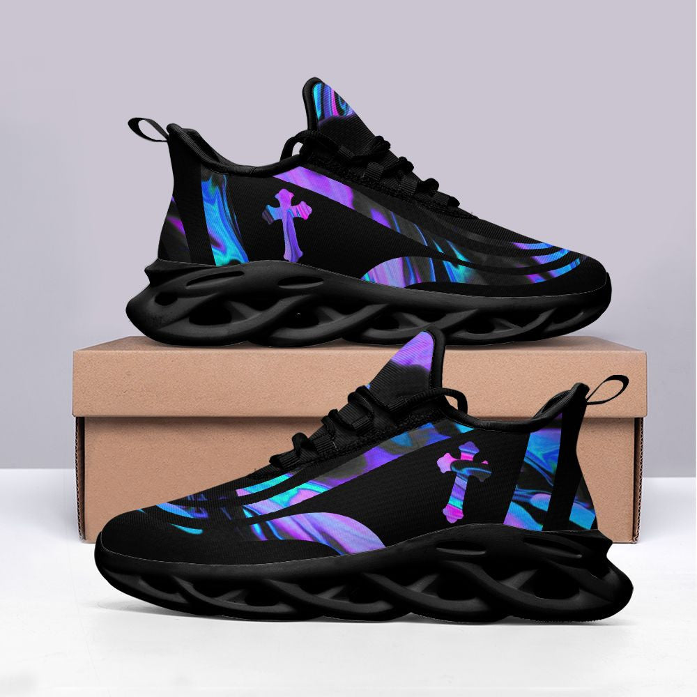 Jesus Yezy Running Sneakers Black Purple Max Soul Shoes - Christian Shoes For Men And Women