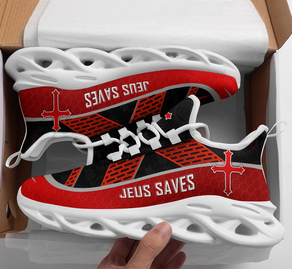 Jesus Yezy Running Sneakers Black Red Max Soul Shoes - Christian Shoes For Men And Women