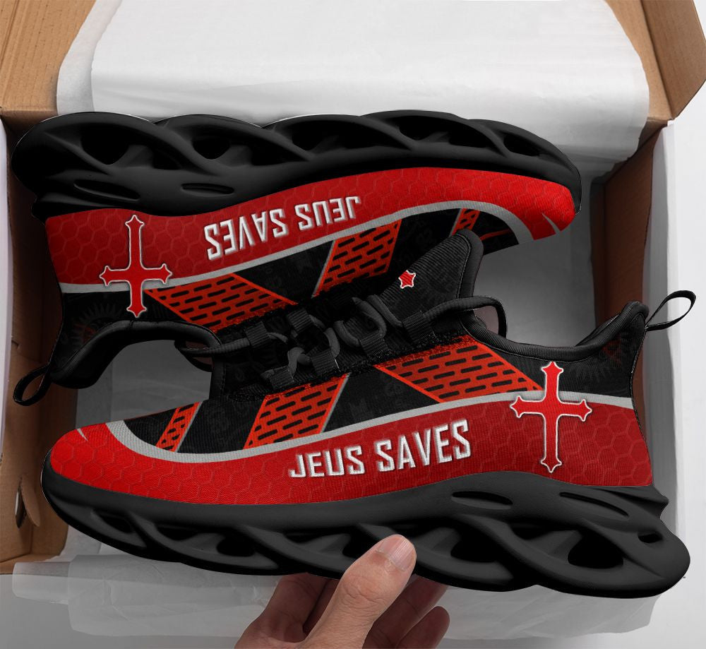 Jesus Yezy Running Sneakers Black Red Max Soul Shoes - Christian Shoes For Men And Women
