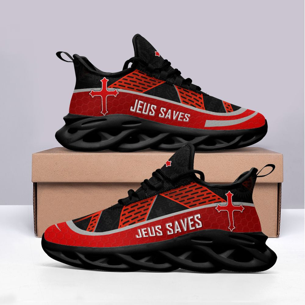 Jesus Yezy Running Sneakers Black Red Max Soul Shoes - Christian Shoes For Men And Women
