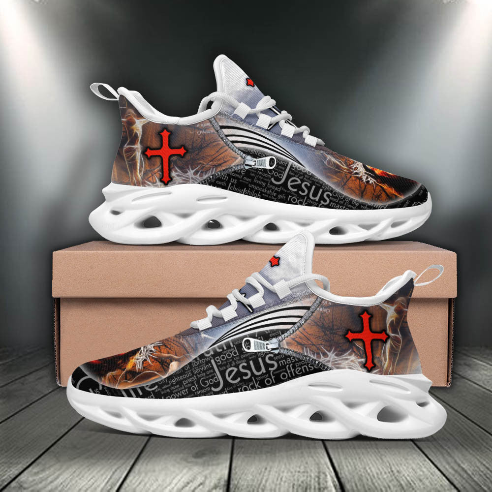 Jesus Yezy Running Sneakers Black White Max Soul Shoes - Christian Shoes For Men And Women