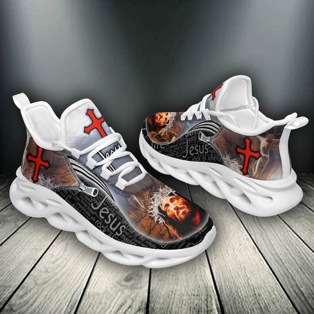 Jesus Yezy Running Sneakers Black White Max Soul Shoes - Christian Shoes For Men And Women