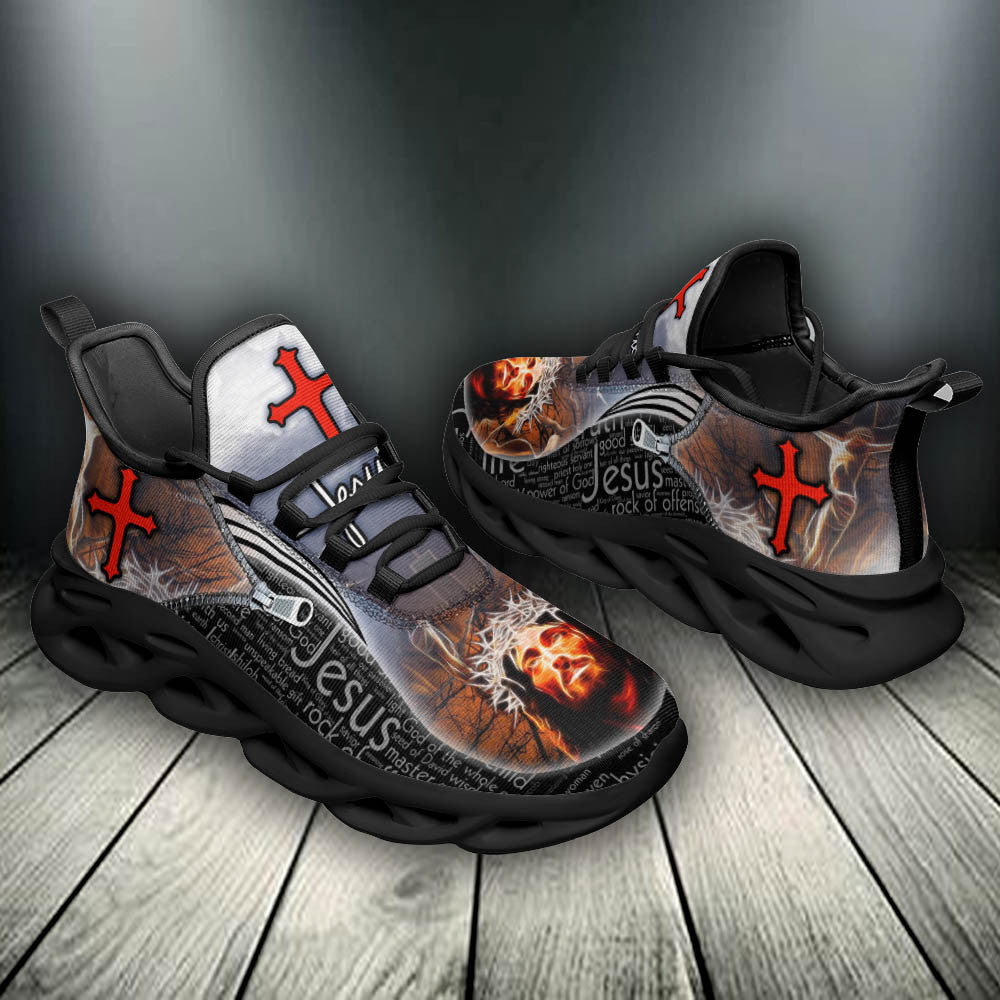 Jesus Yezy Running Sneakers Black White Max Soul Shoes - Christian Shoes For Men And Women