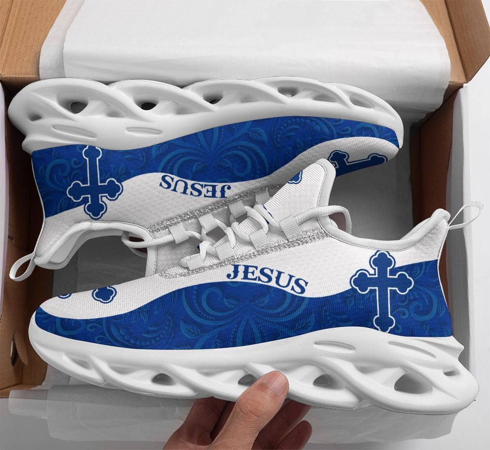 Jesus Yezy Running Sneakers Blue White Max Soul Shoes - Christian Shoes For Men And Women