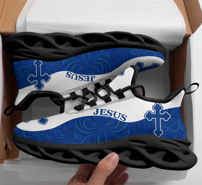 Jesus Yezy Running Sneakers Blue White Max Soul Shoes - Christian Shoes For Men And Women