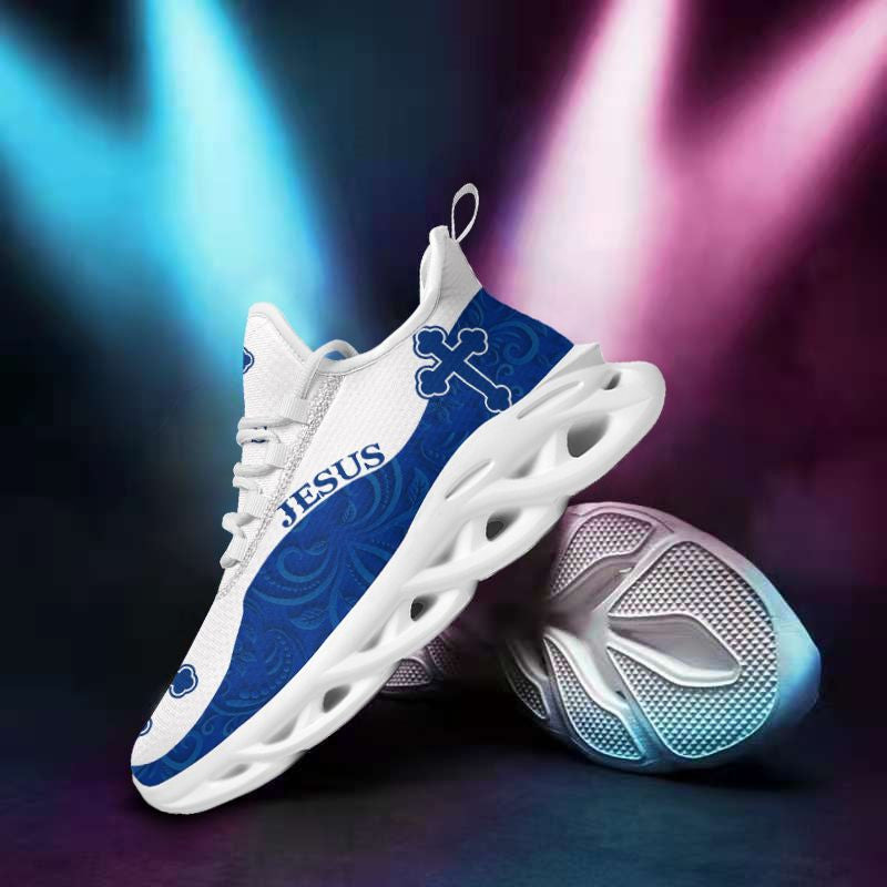 Jesus Yezy Running Sneakers Blue White Max Soul Shoes - Christian Shoes For Men And Women