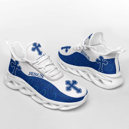 Jesus Yezy Running Sneakers Blue White Max Soul Shoes - Christian Shoes For Men And Women