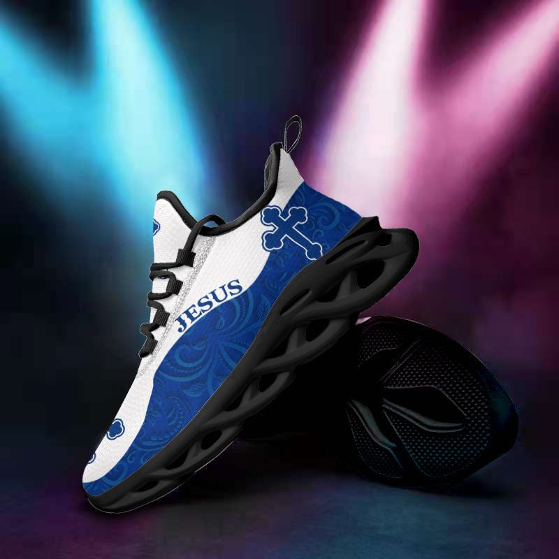Jesus Yezy Running Sneakers Blue White Max Soul Shoes - Christian Shoes For Men And Women