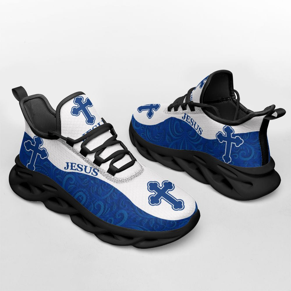 Jesus Yezy Running Sneakers Blue White Max Soul Shoes - Christian Shoes For Men And Women