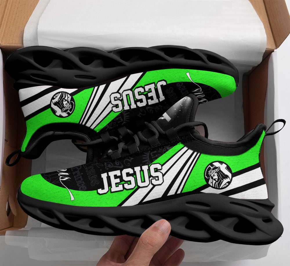 Jesus Yezy Running Sneakers Green Max Soul Shoes - Christian Shoes For Men And Women