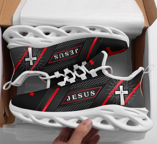 Jesus Yezy Running Sneakers Red Black Max Soul Shoes - Christian Shoes For Men And Women
