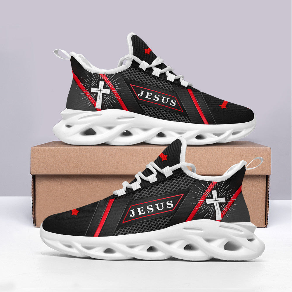 Jesus Yezy Running Sneakers Red Black Max Soul Shoes - Christian Shoes For Men And Women