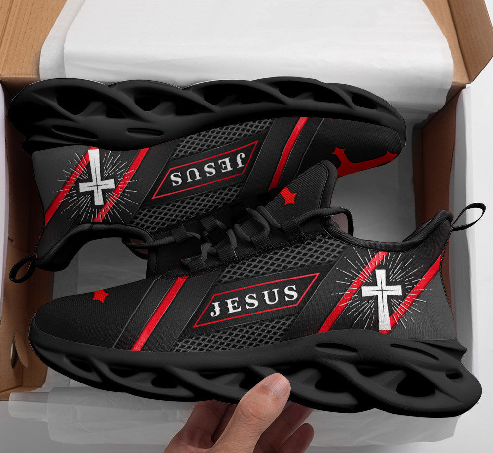 Jesus Yezy Running Sneakers Red Black Max Soul Shoes - Christian Shoes For Men And Women