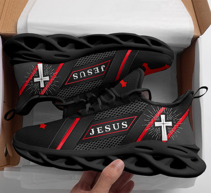 Jesus Yezy Running Sneakers Red Black Max Soul Shoes - Christian Shoes For Men And Women