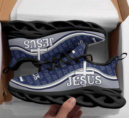 Jesus Yezy Running Sneakers White Blue Max Soul Shoes - Christian Shoes For Men And Women