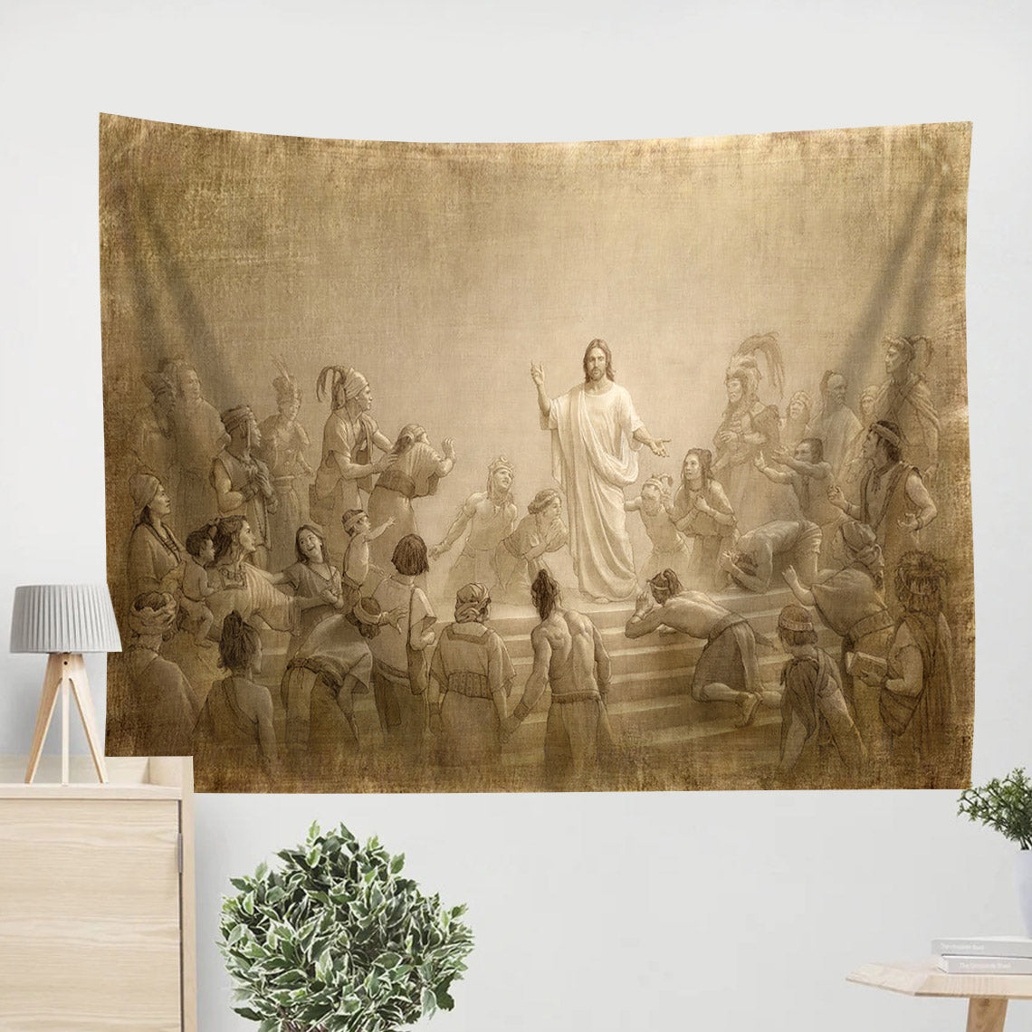 Jesus and His Disciples Tapestry - Christ in America Tapestry Christian - Jesus Pictures - Christian Wall Tapestry