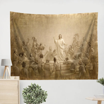 Jesus and His Disciples Tapestry - Christ in America Tapestry Christian - Jesus Pictures - Christian Wall Tapestry