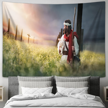 Jesus and Lamb Tapestry - Prophecies Tapestry Christian - Jesus Pictures - Christian Wall Tapestry