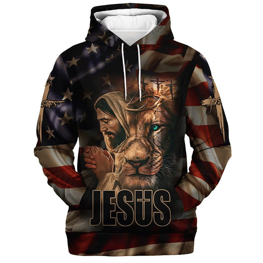 Jesus and Lion 3D Hoodies - Jesus Hoodie - Men & Women Christian Hoodie - 3D Printed Hoodie