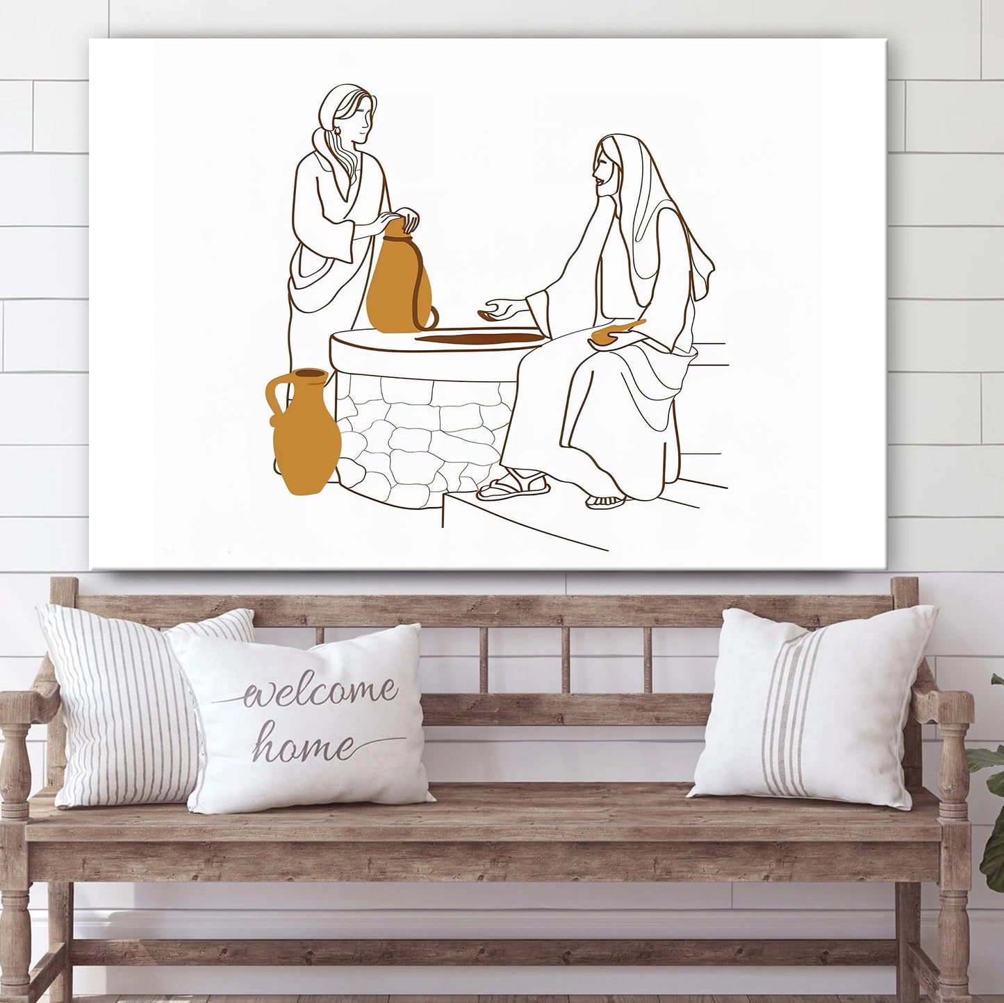 Jesus & the Woman of Samaria Canvas Posters - Boho Christian Wall Art  - Ciaocustom