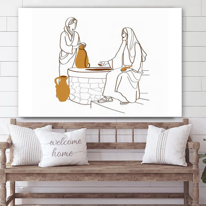 Jesus & the Woman of Samaria Canvas Posters - Boho Christian Wall Art  - Ciaocustom