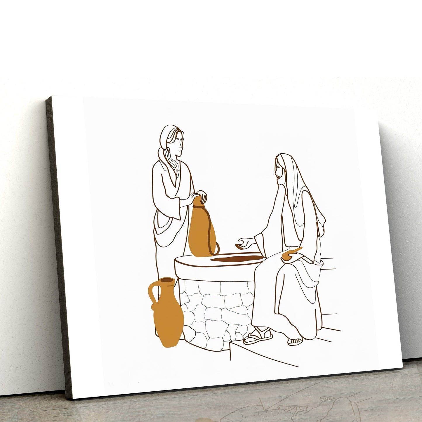 Jesus & the Woman of Samaria Canvas Posters - Boho Christian Wall Art  - Ciaocustom