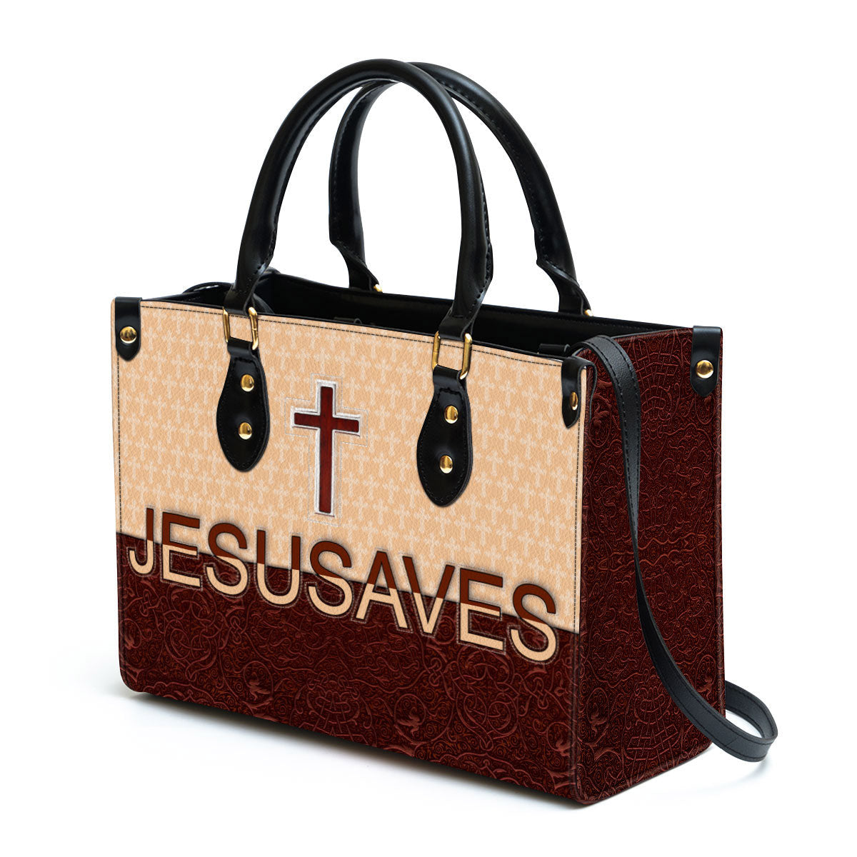 Jesusaves Cross Leather Handbag - Religious Gifts For Women - Women Pu Leather Bag