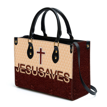 Jesusaves Cross Leather Handbag - Religious Gifts For Women - Women Pu Leather Bag