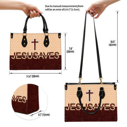 Jesusaves Cross Leather Handbag - Religious Gifts For Women - Women Pu Leather Bag