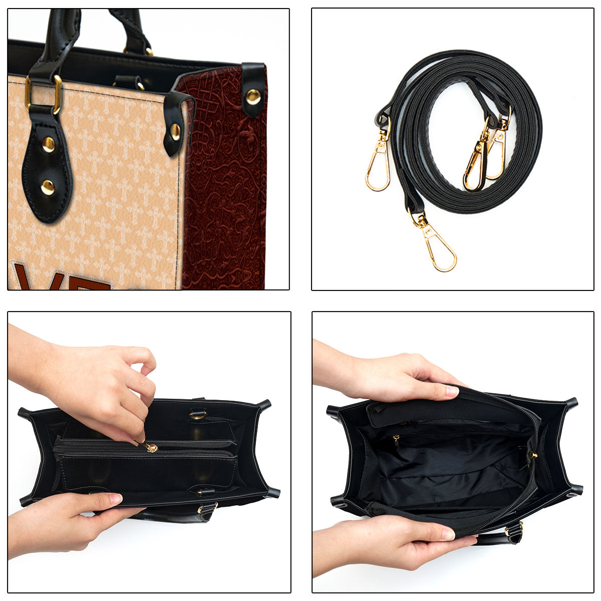 Jesusaves Cross Leather Handbag - Religious Gifts For Women - Women Pu Leather Bag