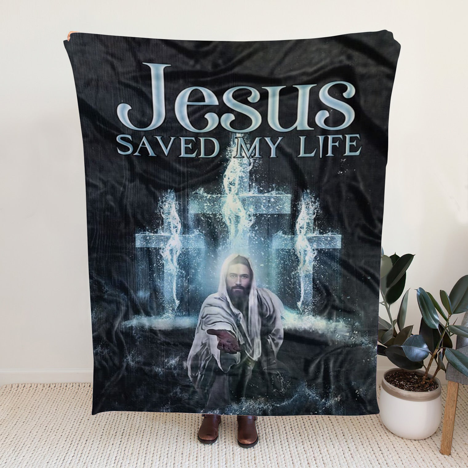 Sherpa Fleece Blanket - Jesus Saved My Life Christian Blanket - Ciaocustom
