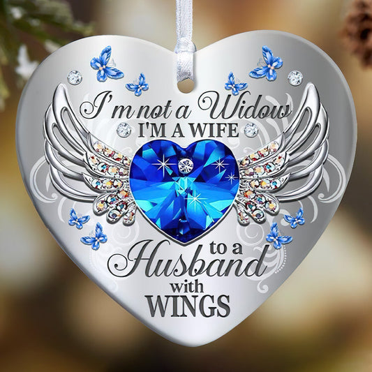 Jewelry Butterfly My Husband Has Wings Heart Ornament - Christmas Ornament - Ciaocustom
