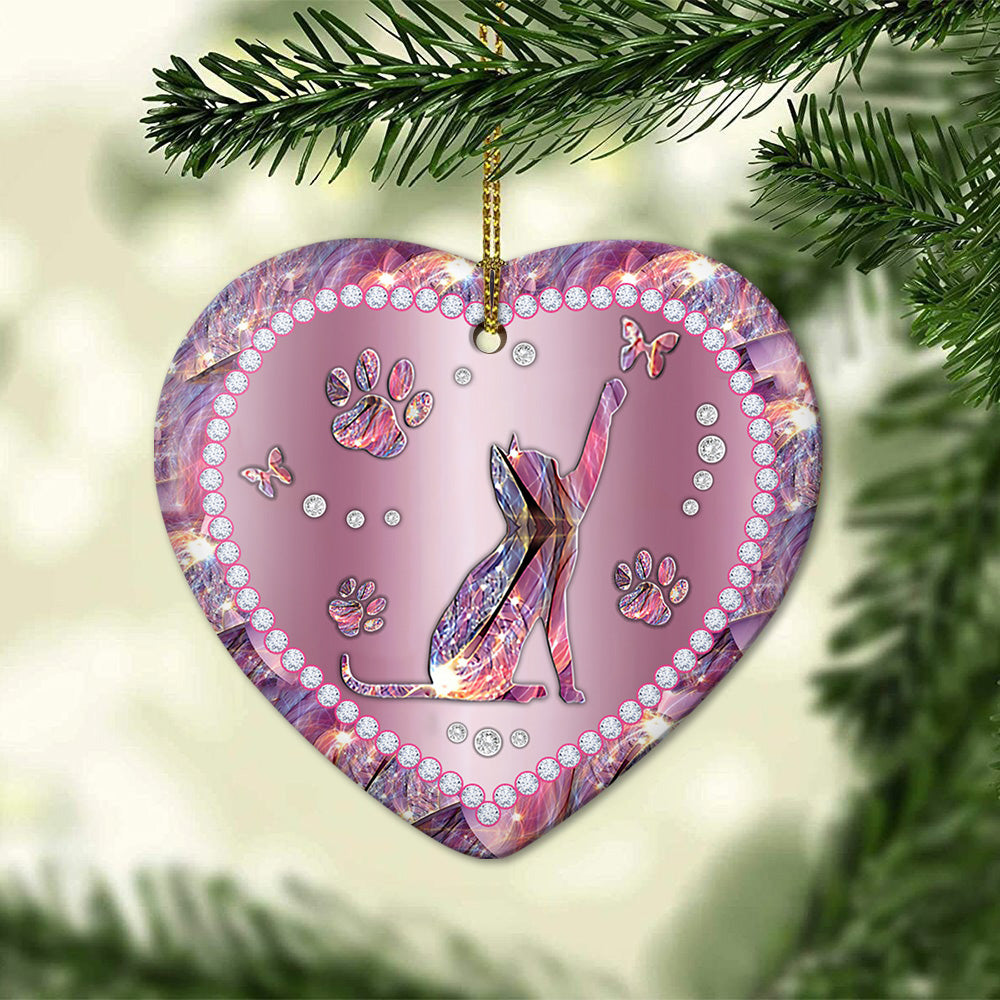 Jewelry Cat For Cat Lovers Heart Ceramic Ornament - Christmas Ornament - Christmas Gift