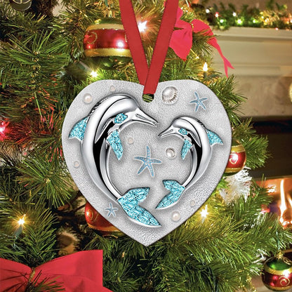 Jewelry Dolphin Daughter To Mom Heart Ceramic Ornament - Christmas Ornament - Christmas Gift