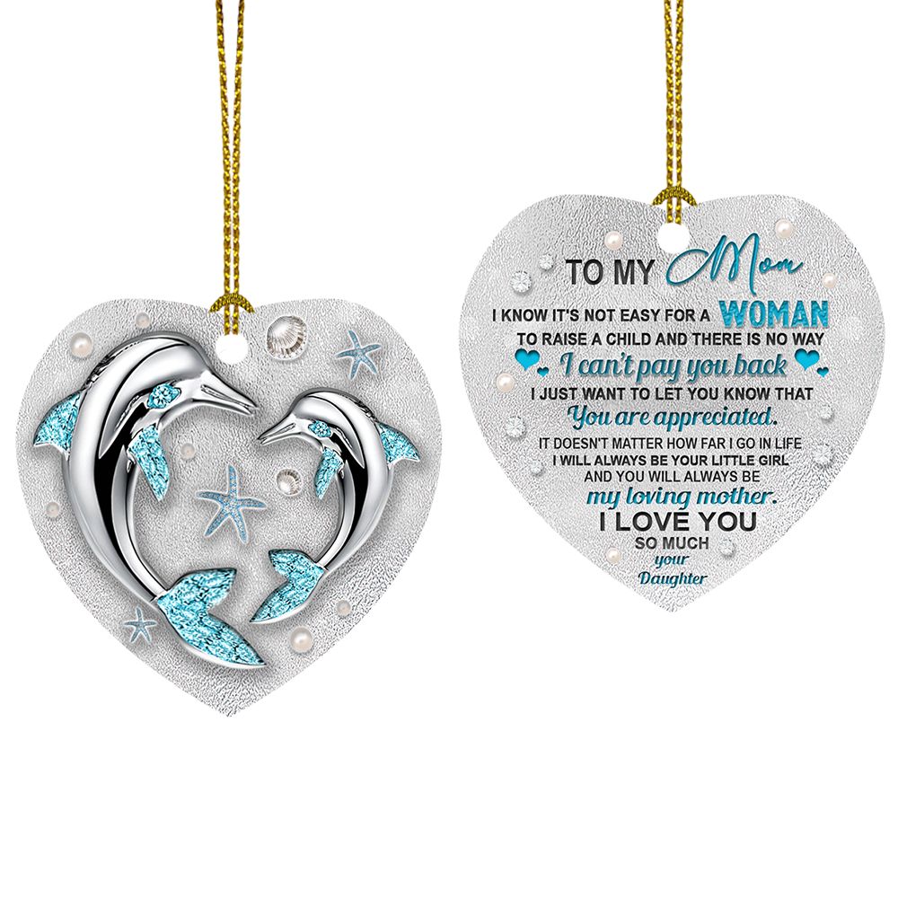 Jewelry Dolphin Daughter To Mom Heart Ceramic Ornament - Christmas Ornament - Christmas Gift