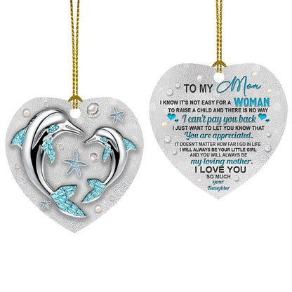 Jewelry Dolphin Daughter To Mom Heart Ceramic Ornament - Christmas Ornament - Christmas Gift