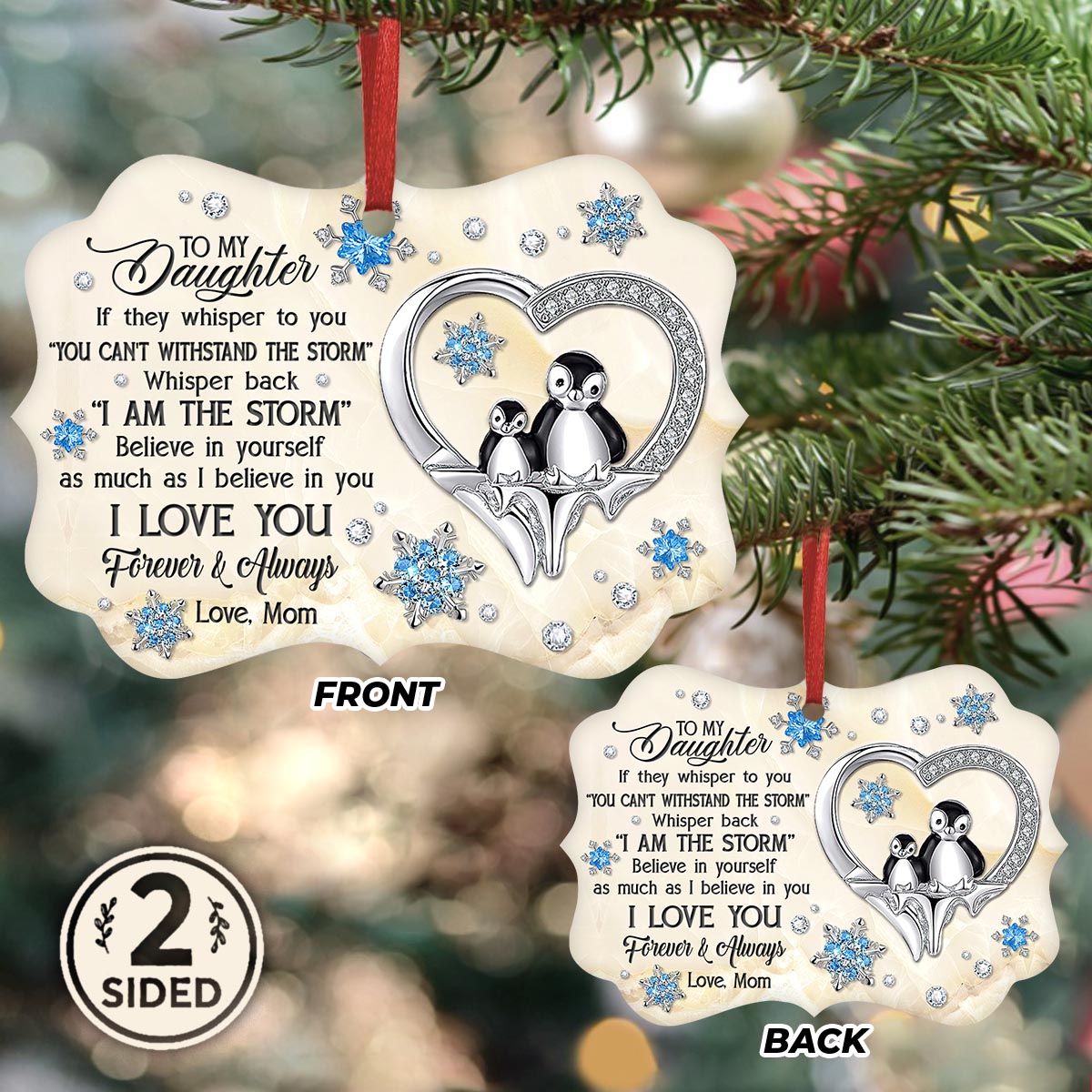  Jewelry Penguin To My Daughter Metal Ornament - Christmas Ornament - Christmas Gift