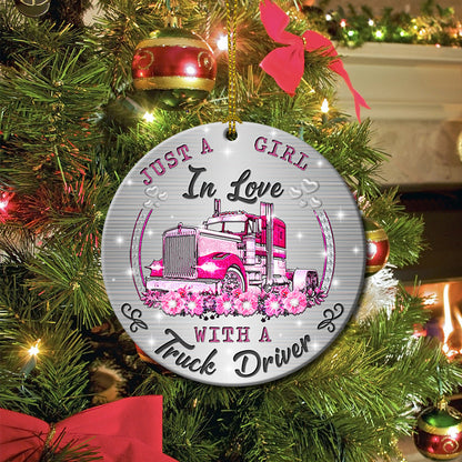 Jewelry Style Love Trucker Ceramic Circle Ornament - Decorative Ornament - Christmas Ornament